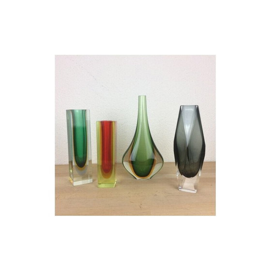 Image 1 of Sommerso vintage vaas in gerookt Murano-glas