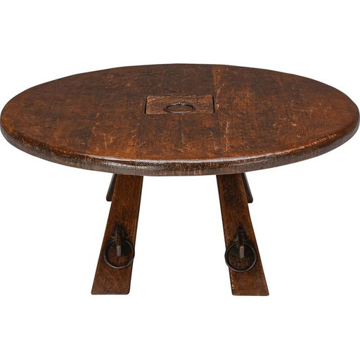 Rustieke vintage salontafel met ring, 1960