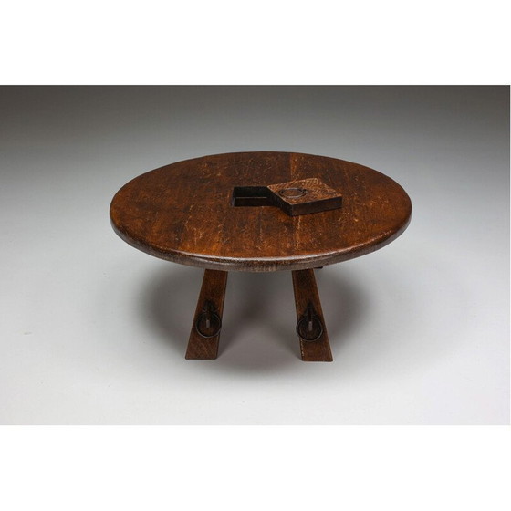 Image 1 of Rustieke vintage salontafel met ring, 1960