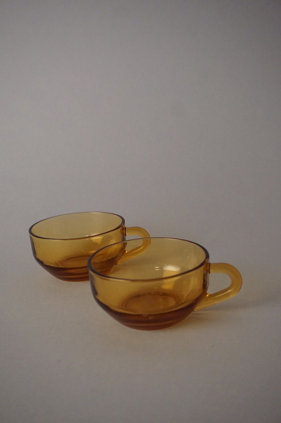 Image 1 of Japanse glas amberkleurige koffiekopjes