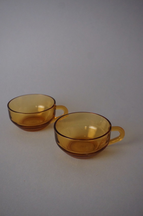 Image 1 of Japanse glas amberkleurige koffiekopjes