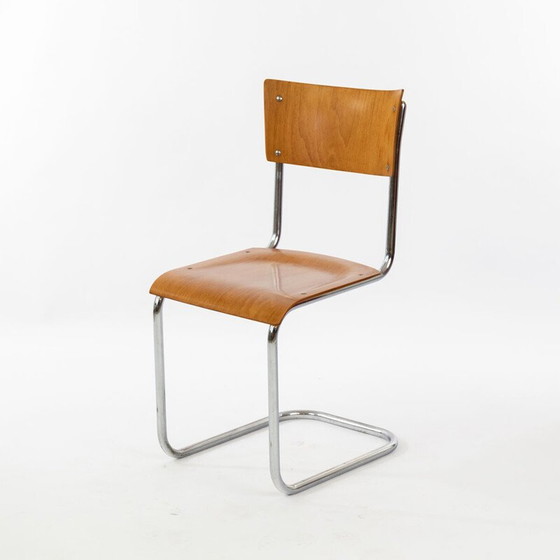 Image 1 of Set van 4 vintage Bauhaus sledestoelen van Mart Stam