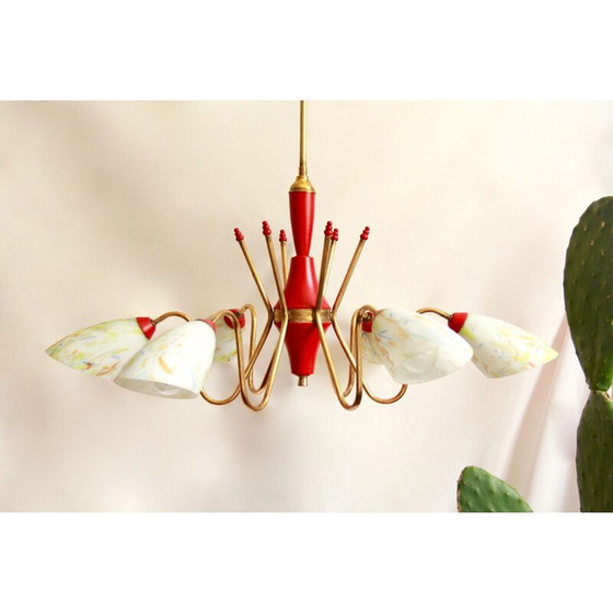 Image 1 of Vintage coriandolo hanglamp in gekleurd murano glas, Italië 1950