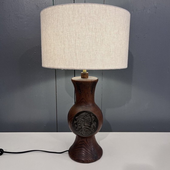 Image 1 of Vintage lamp van massief hout, 1950