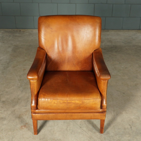 Image 1 of Vintage Schaapsleren Fauteuil – Cognacbruin – Bendic International