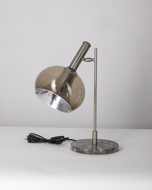 Vintage 1950S tafellamp in marmer en plexiglas ontwerp van Lamter Milano