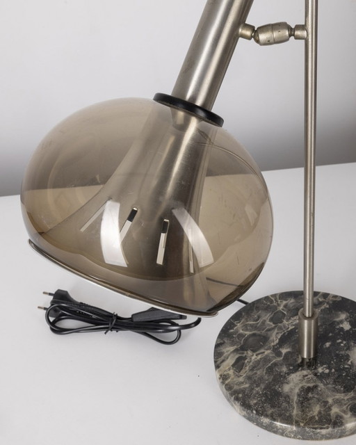 Vintage 1950S tafellamp in marmer en plexiglas ontwerp van Lamter Milano