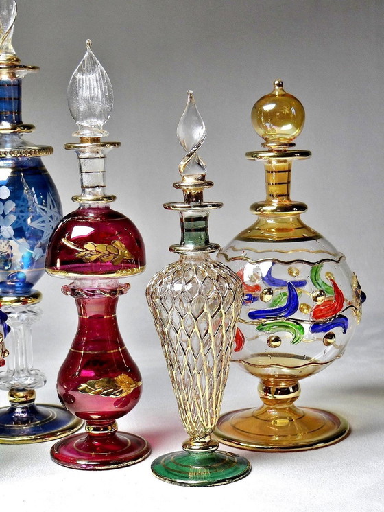 Image 1 of Set van 5 Vintage Egyptische Glazen Parfumflessen