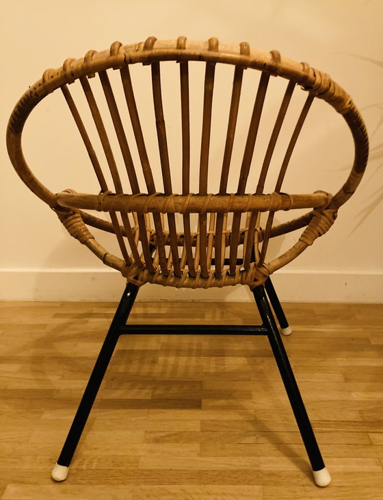 Image 1 of 2x Rotan (schommel)stoelen