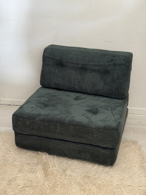 Image 1 of Vintage ribfauteuil uitklapbaar slaapfauteuil