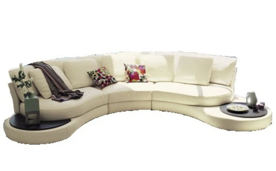 Image 1 of Roche Bobois Leren Sofa en Haardstoel