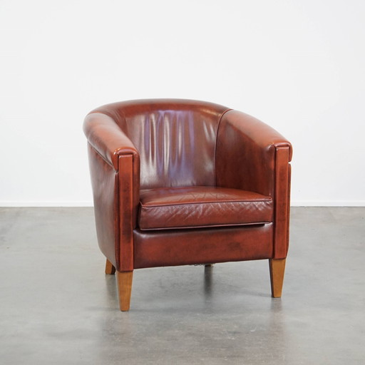 Oxblood Rode Rundleren Clubfauteuil