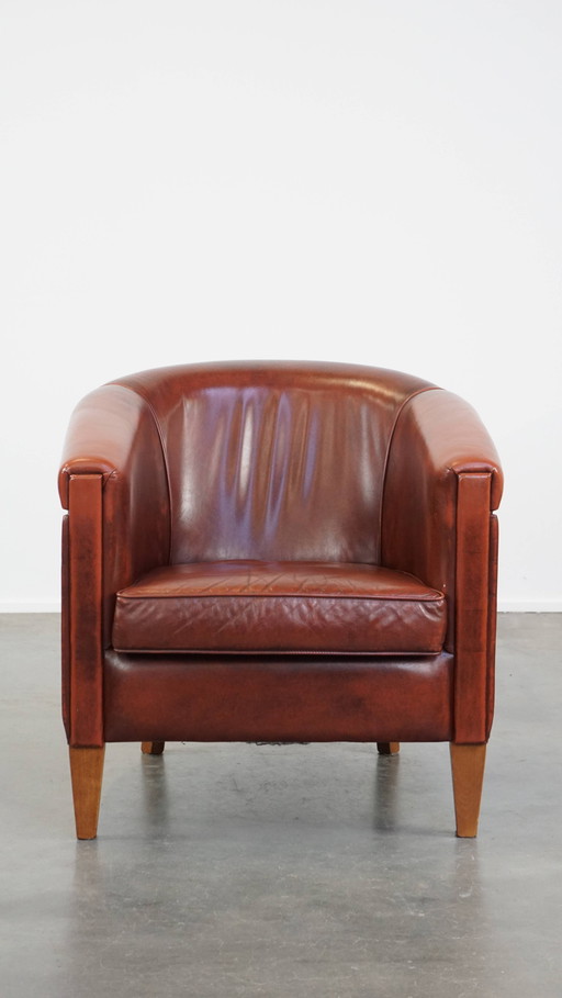 Oxblood Rode Rundleren Clubfauteuil