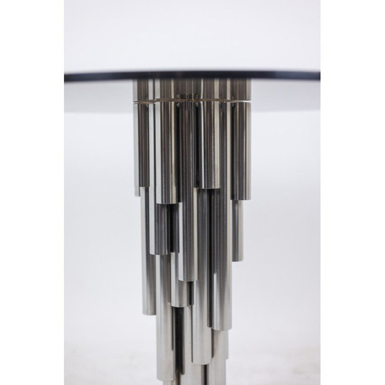 Image 1 of Vintage "Organ" nachtkastje in verchroomd metaal en mat goudmessing, 1970