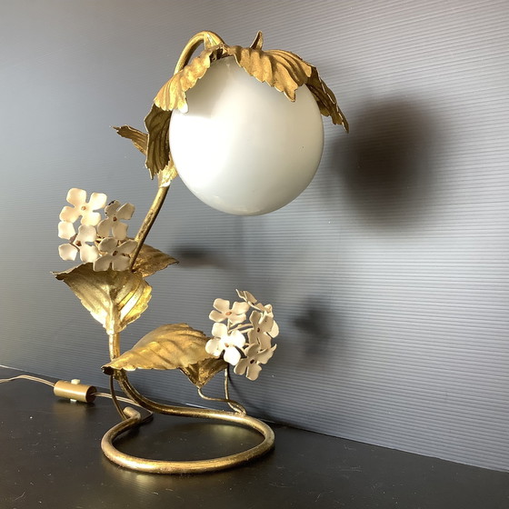 Image 1 of Hollywood Regency 50-60'S Hortensia Lamp Bladgoud Dlg H. Kogl