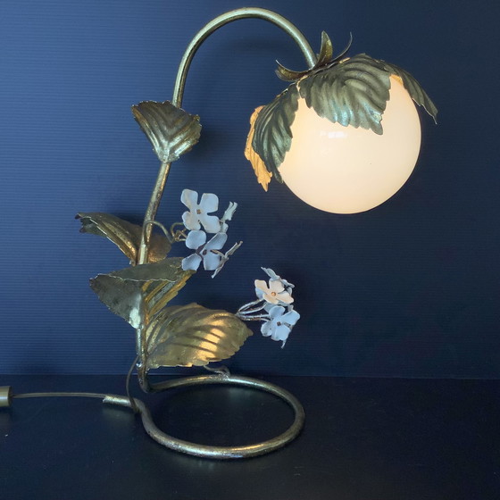 Image 1 of Hollywood Regency 50-60'S Hortensia Lamp Bladgoud Dlg H. Kogl