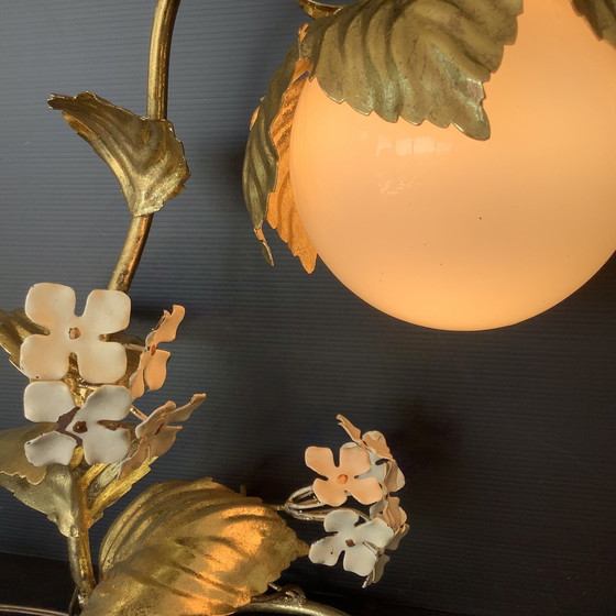 Image 1 of Hollywood Regency 50-60'S Hortensia Lamp Bladgoud Dlg H. Kogl