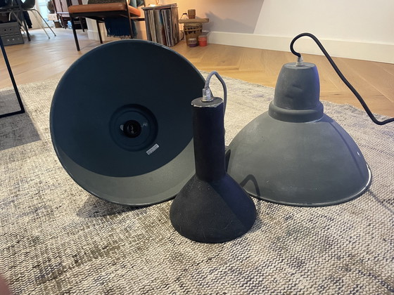 Image 1 of 3x Vintage industrial hanglamp