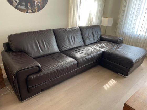 Image 1 of Natuzzi Lederen Bankstel Met Lounche Gedeelte