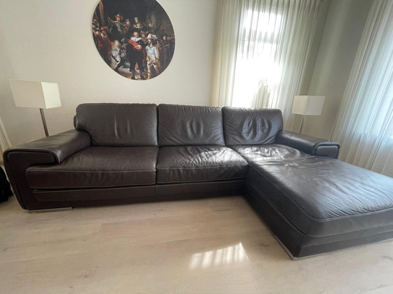 Image 1 of Natuzzi Lederen Bankstel Met Lounche Gedeelte