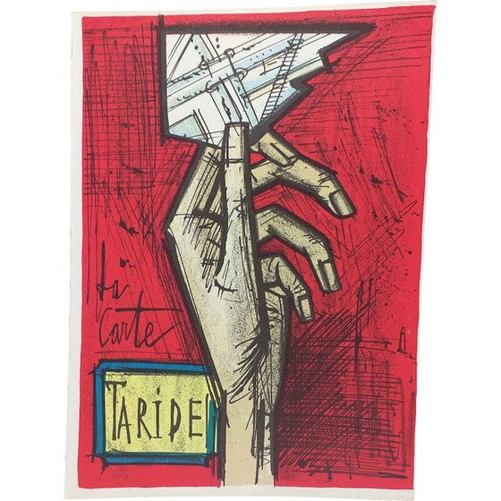 Image 1 of Vintage litho "La carte Taride" door Bernard Buffet voor Mourlot, 1967