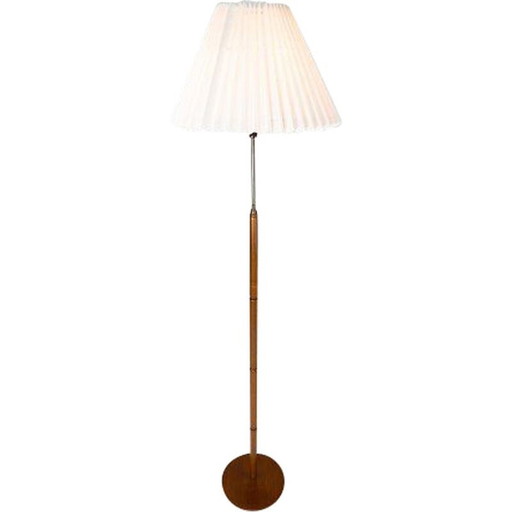 Vintage vloerlamp van teakhout en messing, jaren 1960
