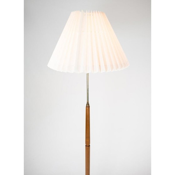 Image 1 of Vintage vloerlamp van teakhout en messing, jaren 1960