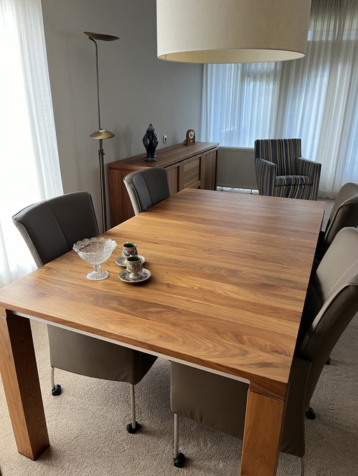 Leolux Eetkamertafel + 4 Lederen Stoelen