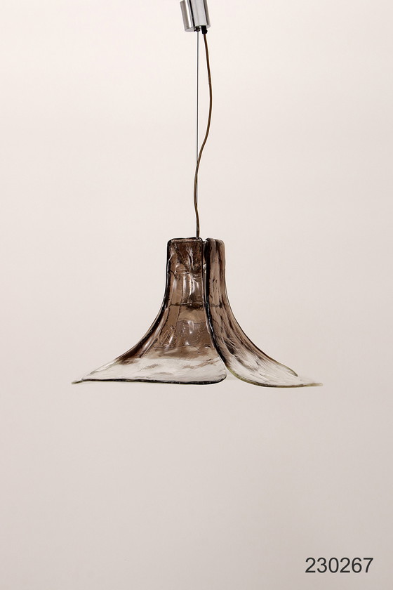 Image 1 of Prachtige wit/bruine ijsglas hanglamp van J. T. Kalmar voor Kalmar,1960