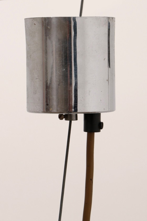 Image 1 of Prachtige wit/bruine ijsglas hanglamp van J. T. Kalmar voor Kalmar,1960