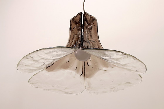 Image 1 of Prachtige wit/bruine ijsglas hanglamp van J. T. Kalmar voor Kalmar,1960