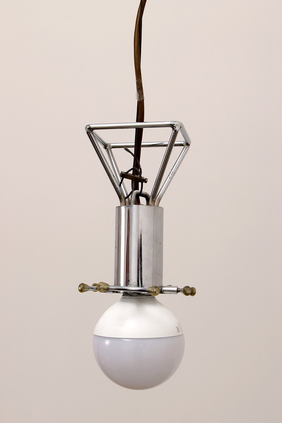 Image 1 of Prachtige wit/bruine ijsglas hanglamp van J. T. Kalmar voor Kalmar,1960