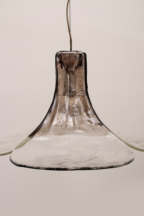 Image 1 of Prachtige wit/bruine ijsglas hanglamp van J. T. Kalmar voor Kalmar,1960