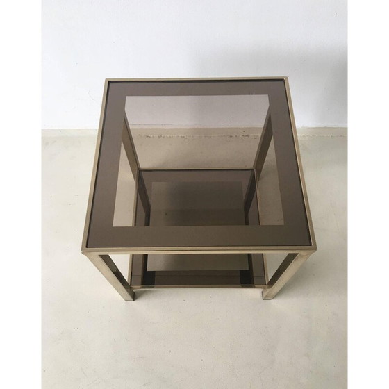 Image 1 of Bijzettafel in metaal, bladgoud en glas - 1960