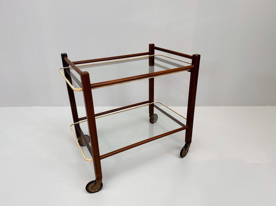 Image 1 of Coja Culemborg Vintage Teak Trolley Met Twee Glazen Bladen