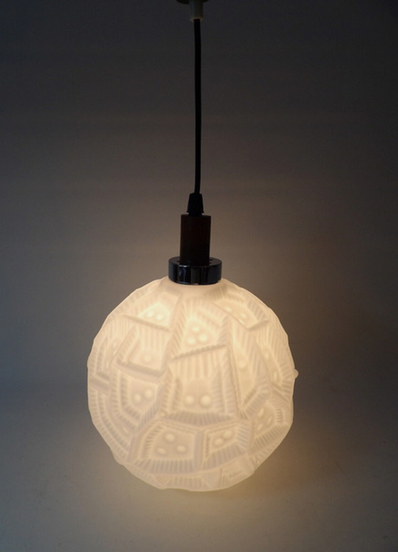 Image 1 of Peill & Putzler Stijl Opaline Glas Lunar Globe hanglamp