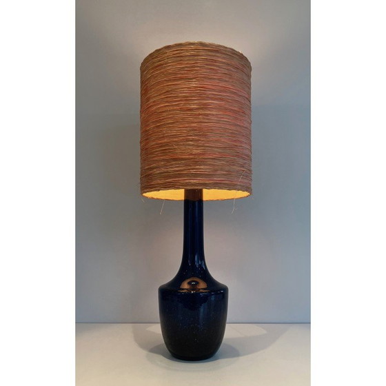 Image 1 of Vintage lamp in blauw geblazen glas, 1970