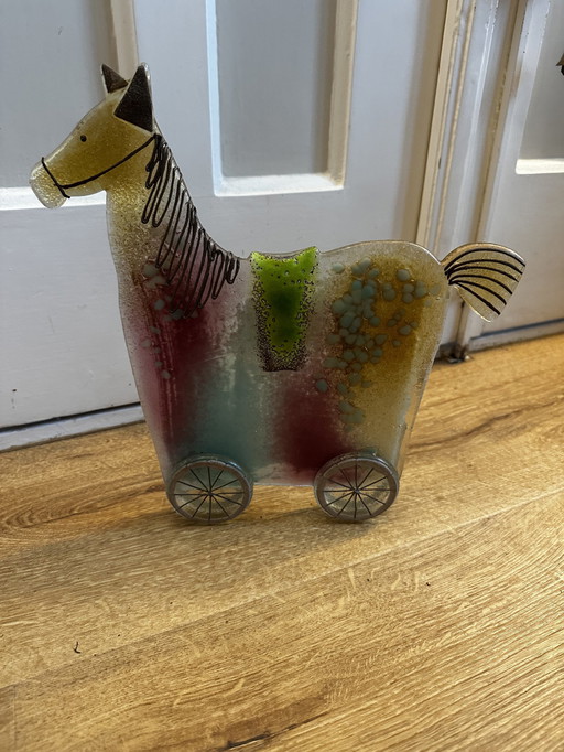 Glazen Paard Sculptuur Beeldje Glas