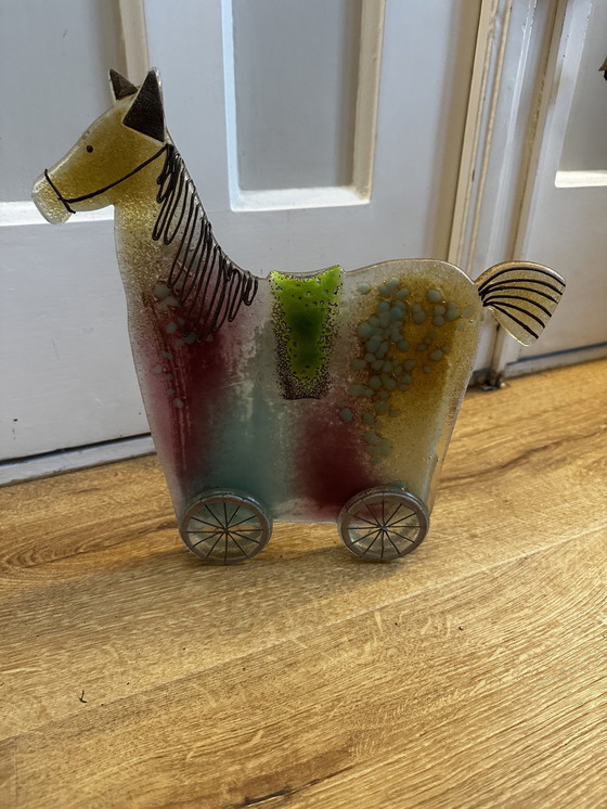 Image 1 of Glazen Paard Sculptuur Beeldje Glas