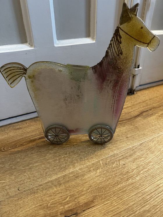 Image 1 of Glazen Paard Sculptuur Beeldje Glas