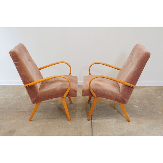 Image 1 of Paar vintage beuken fauteuils van Jaroslav Šmídek, Tsjecho-Slowakije 1960