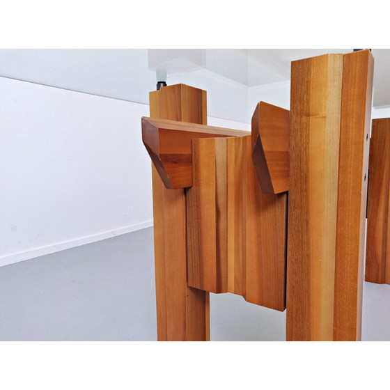 Image 1 of Vintage eettafel, hout en glazen blad door Franco Poli voor Bernini Italian 1979