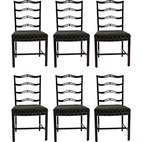 Image 1 of Set van 6 vintage mahonie eetkamerstoelen van Georg Kofoed, Denemarken 1930