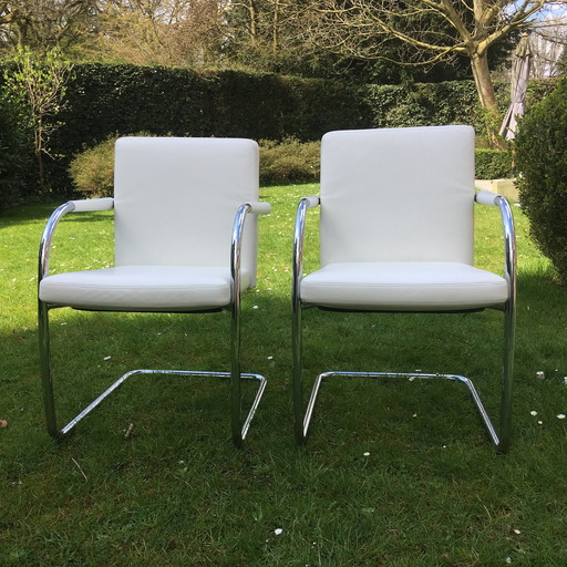 2x Vitra Visasoft In Wit Leder