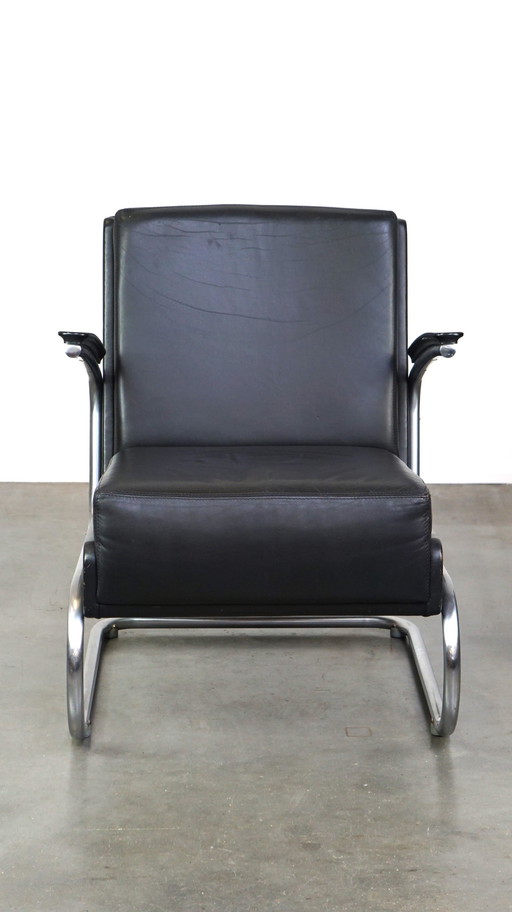 Vintage rundleren Bauhaus design fauteuil