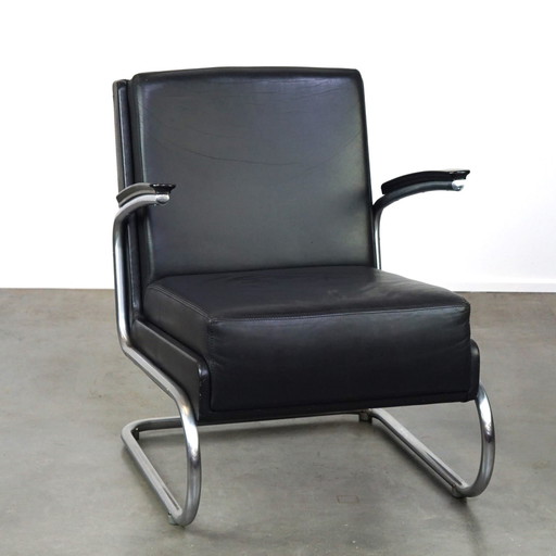 Vintage rundleren Bauhaus design fauteuil