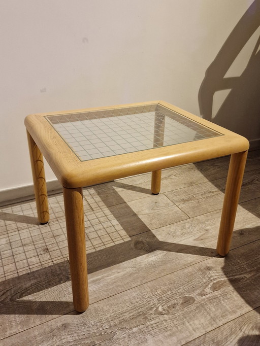 Vintage Bijzettafel Eikenhout Glas