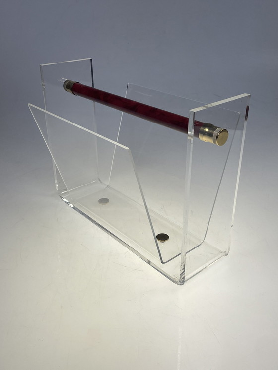 Image 1 of Plexiglas Lectuurbak/Krantenbak, 1970’S, Hollywood Regency Stijl