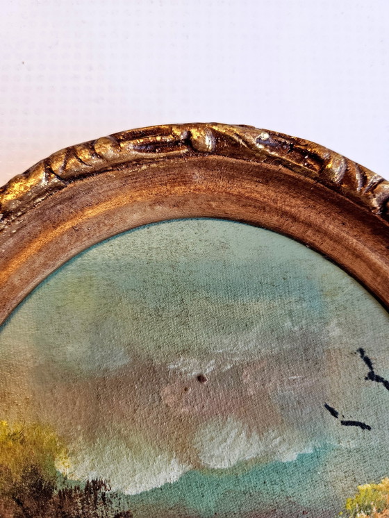 Image 1 of Olieverftafereel uit Egypte met houten frame