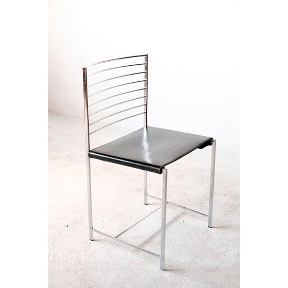 Image 1 of Set van 4 vintage stoelen van chroom en leer van Cidue, Italië 1970
